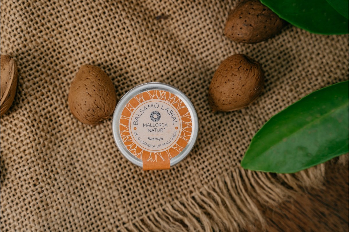 Baume à lèvre bio hidratant à l'huile d'amande de Majorque et orange